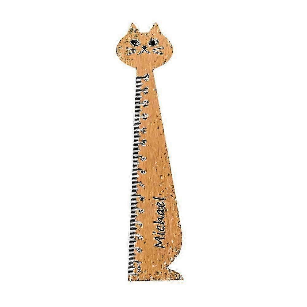 Cat Shape Solid Wood Ruler for Office and School Supplies