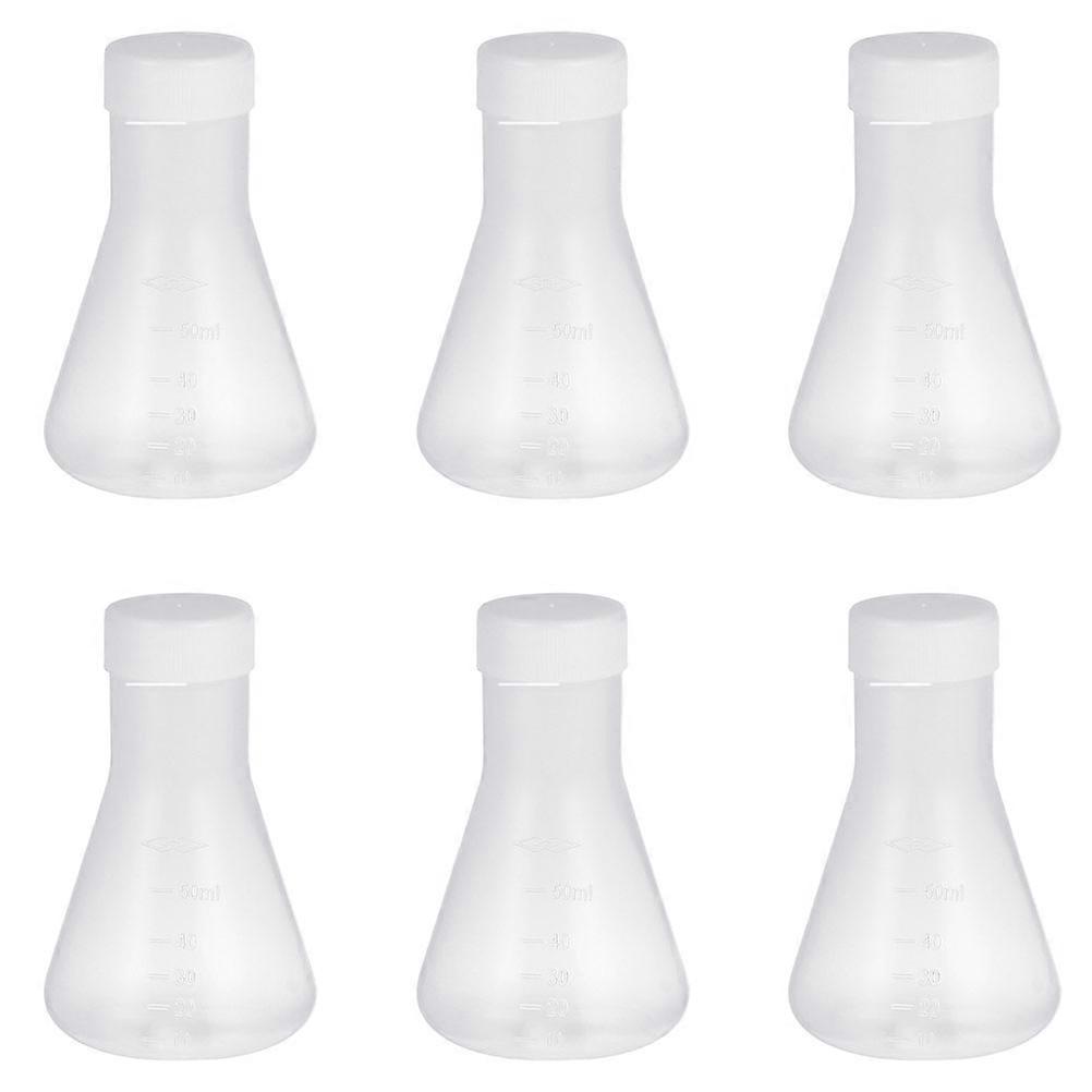 6 Pcs Plastic Flask Professional Erlenmeyer Flask Transparent Science Flask
