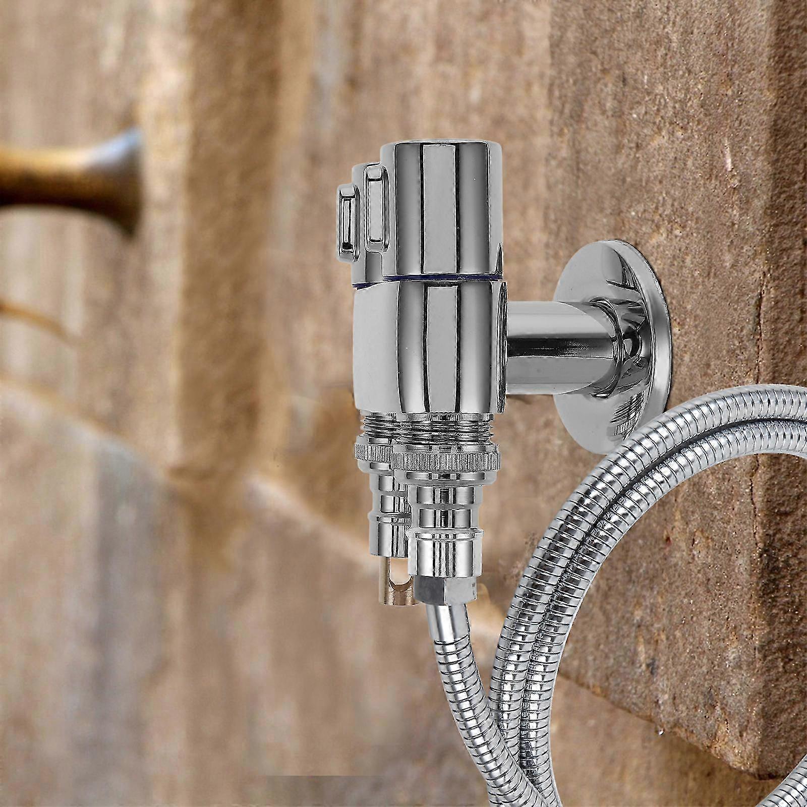Double Outlet Water Valves Copper Valve for Separate Control Function Silver