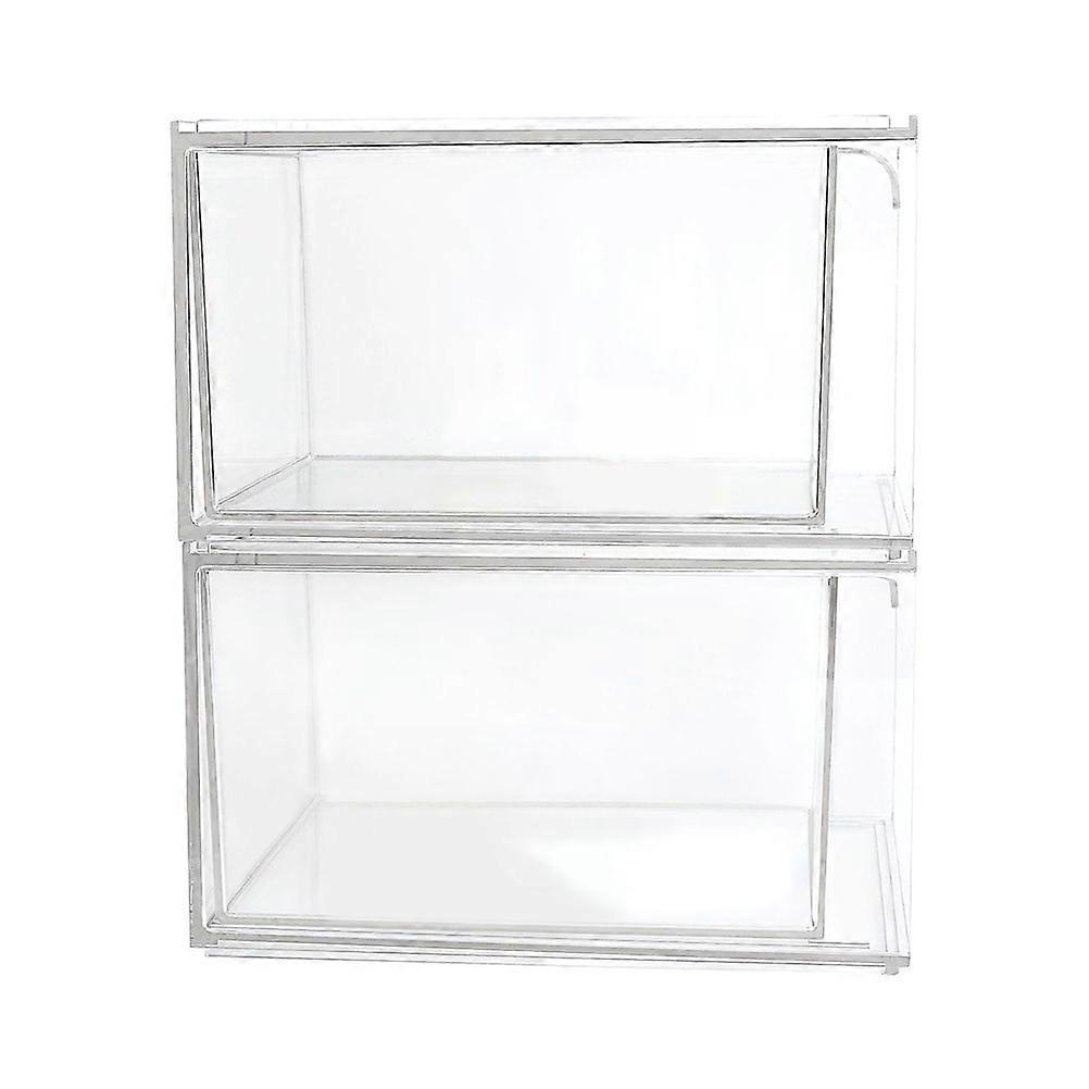 2pcs Gadget Storage Boxes Plastic Stacking Storage Boxes Cosmetic Organizer