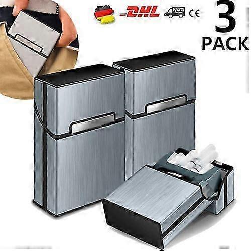 Étui à cigarettes en aluminium 3stk, compatible avec une boîte de rangement pour 20 cigarettes