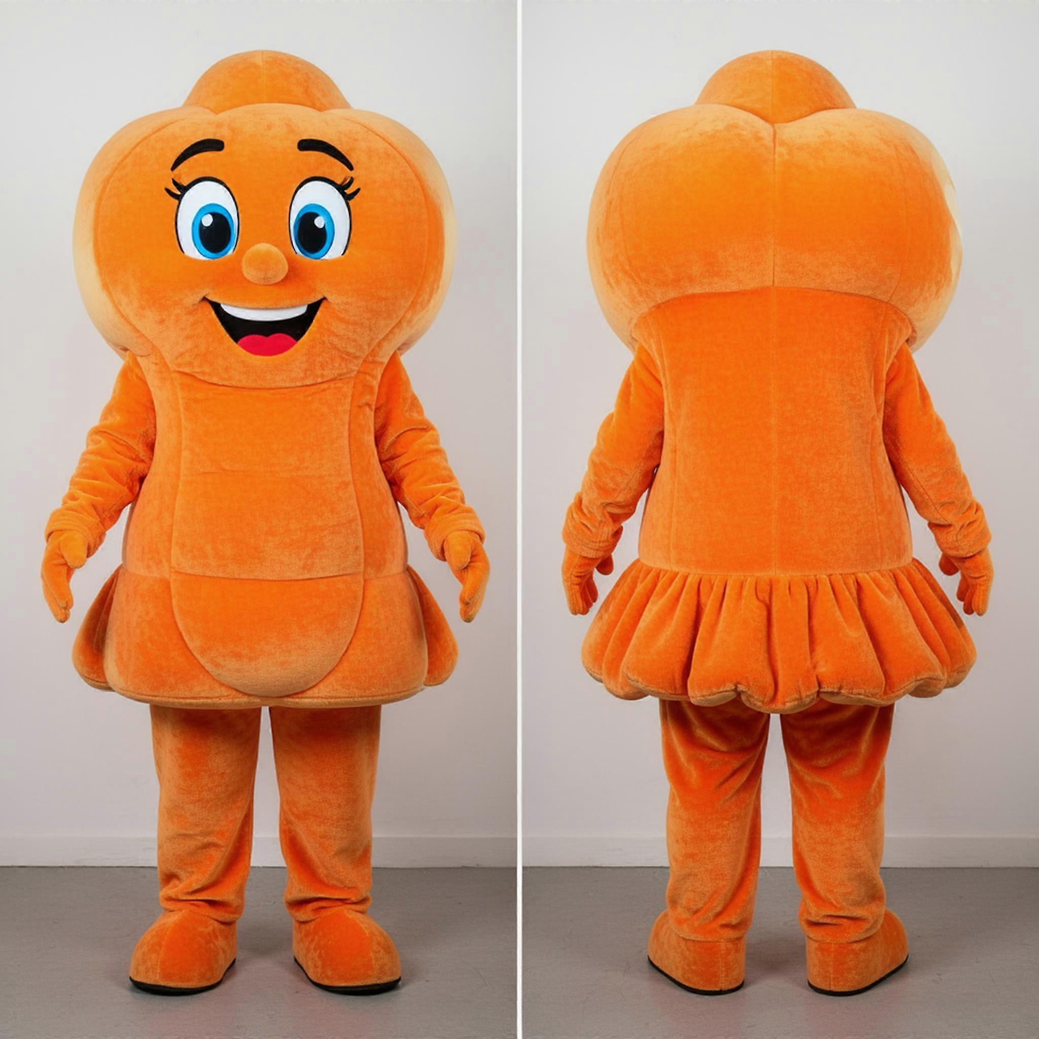 MASTICOT Orange Fluffy Popcorn Mascot