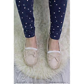 Faux Fur Lined Boat Shoes Moccasin Slippers