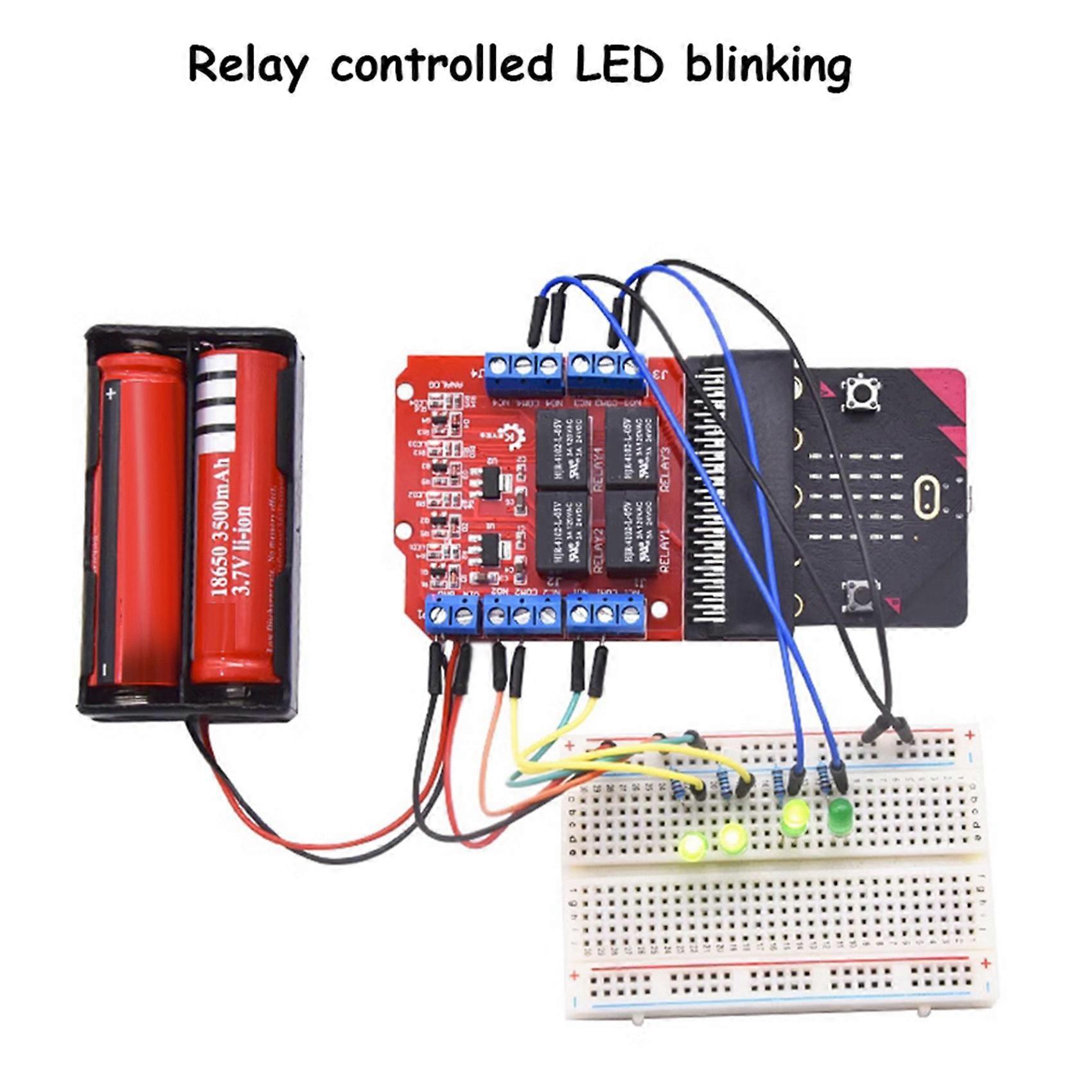 2X Microbit 4 Channel Relay Module Shield 5V High Trigger Programming Educational Kids Teaching Microbit Expansion Board