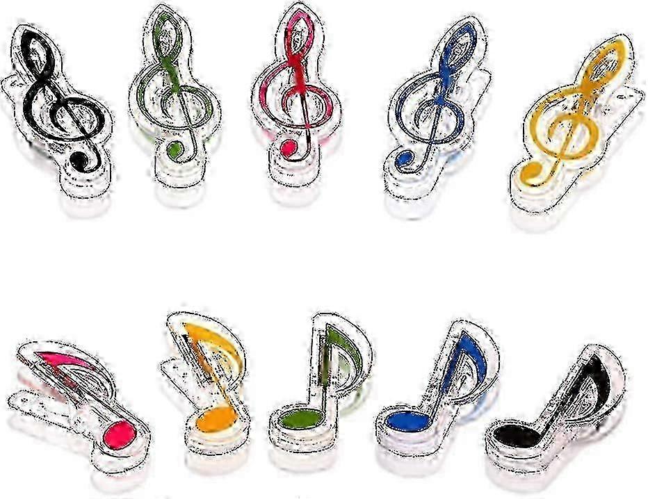 10 Pack Music Note Clips Multicolor Transparent Paper Clips compatible with Documents
