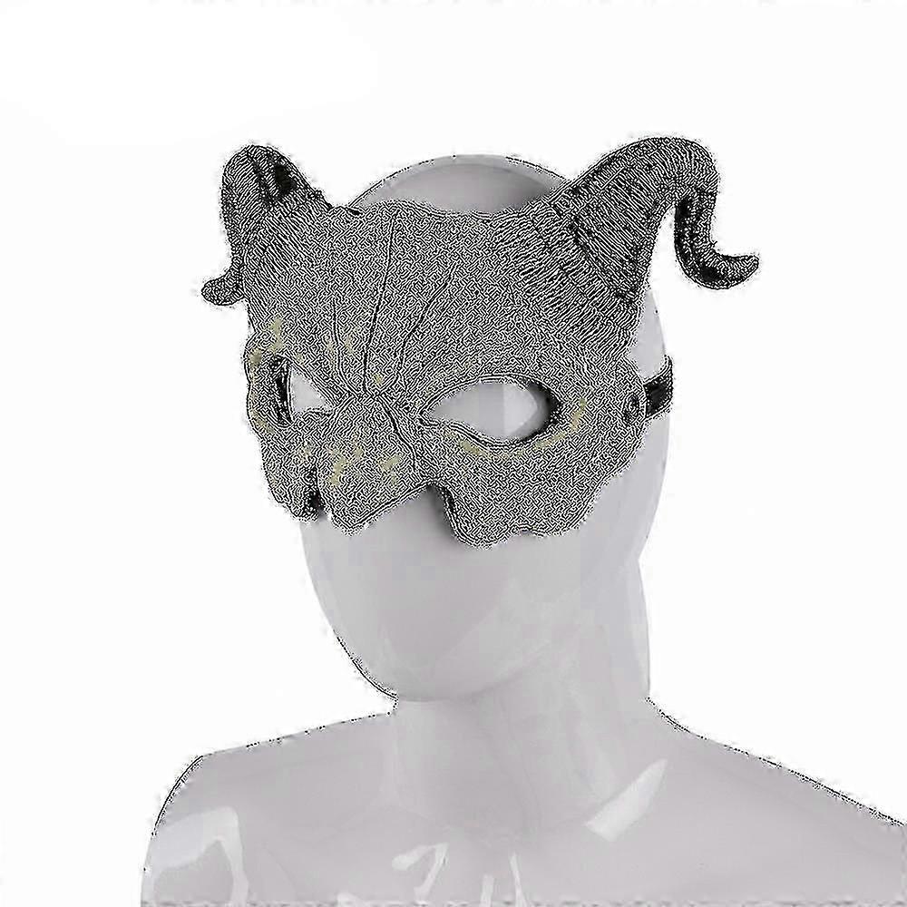 Ram Horn Devil Half Face Mask Compatible with Cosplay Costume