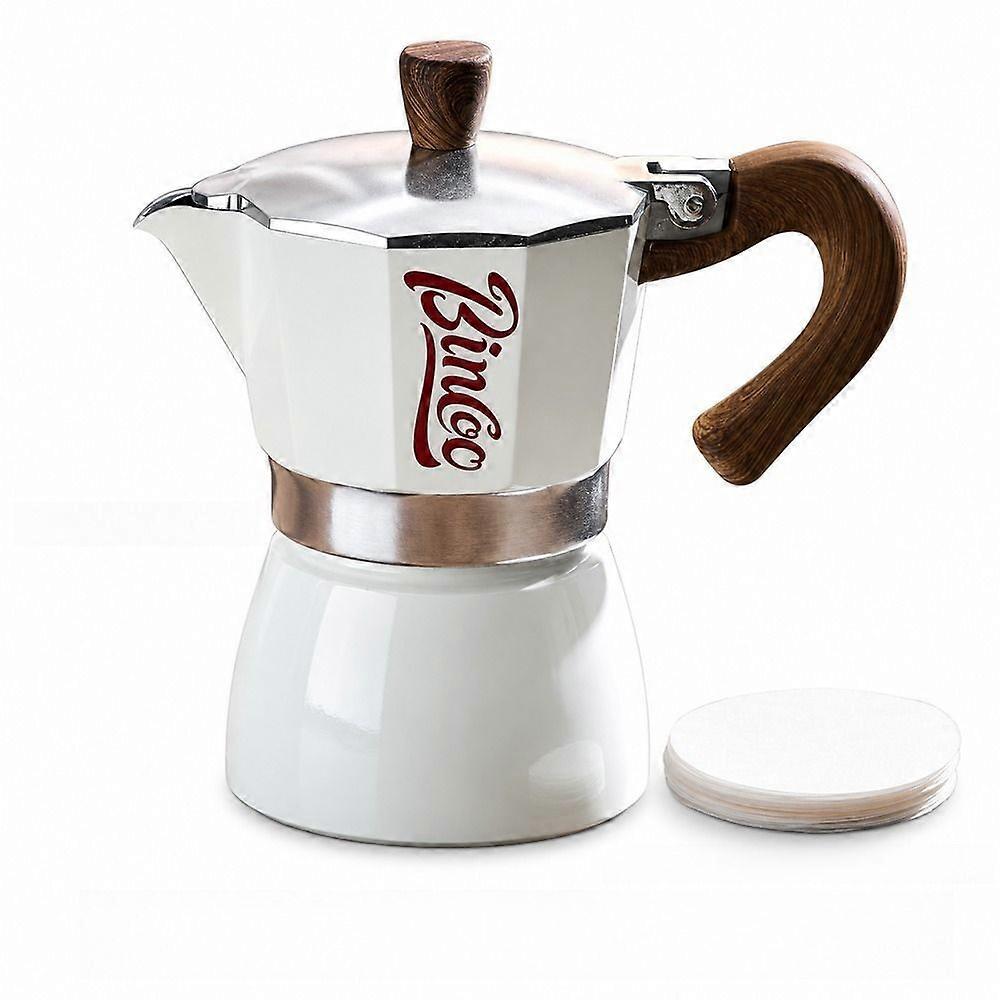 Moka Pot Coffee Maker Bincoo with Angular Upper Chamber and Hinged Lid
