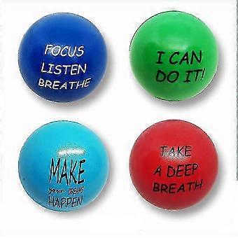 Stress Relief Balls 4 Pack with Inspirational Quotes, Suitable for Kids and Adults for Anxiety Relief Hand Strength Training