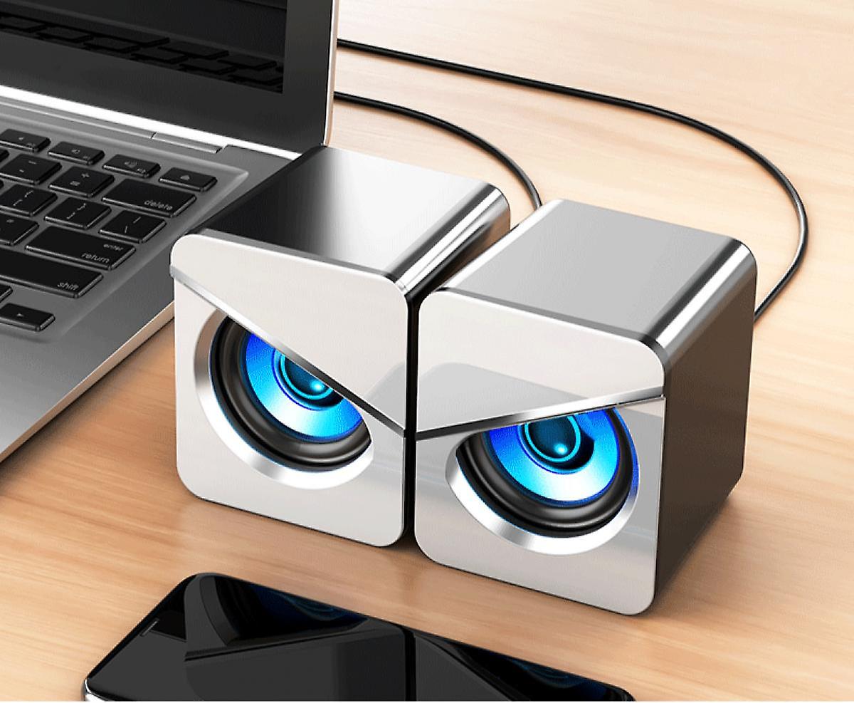 Computer Speakers Desktop Usb Wired Home Desktop Games Affect Notebook Subwoofer Small Power Amplifier Upgraded Version White