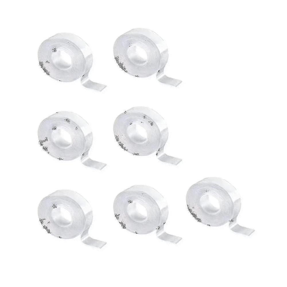 7pcs Double Sided Tape Heavy Duty Transparent Adhesive Strips Strong Sticky Multipurpose Reusable W