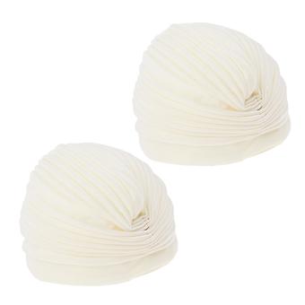 Kvinner Plain Turban Hat Hijab Cap Head Wrap Hårtap Chemo Indisk Hvit