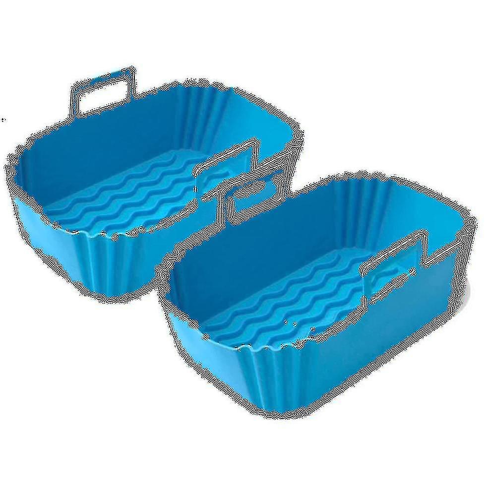 Silicone Pot For Ninja Fryer - 2 Silicone Fryer Liners Reusable For Double Fryer, Fryer Basket Blue