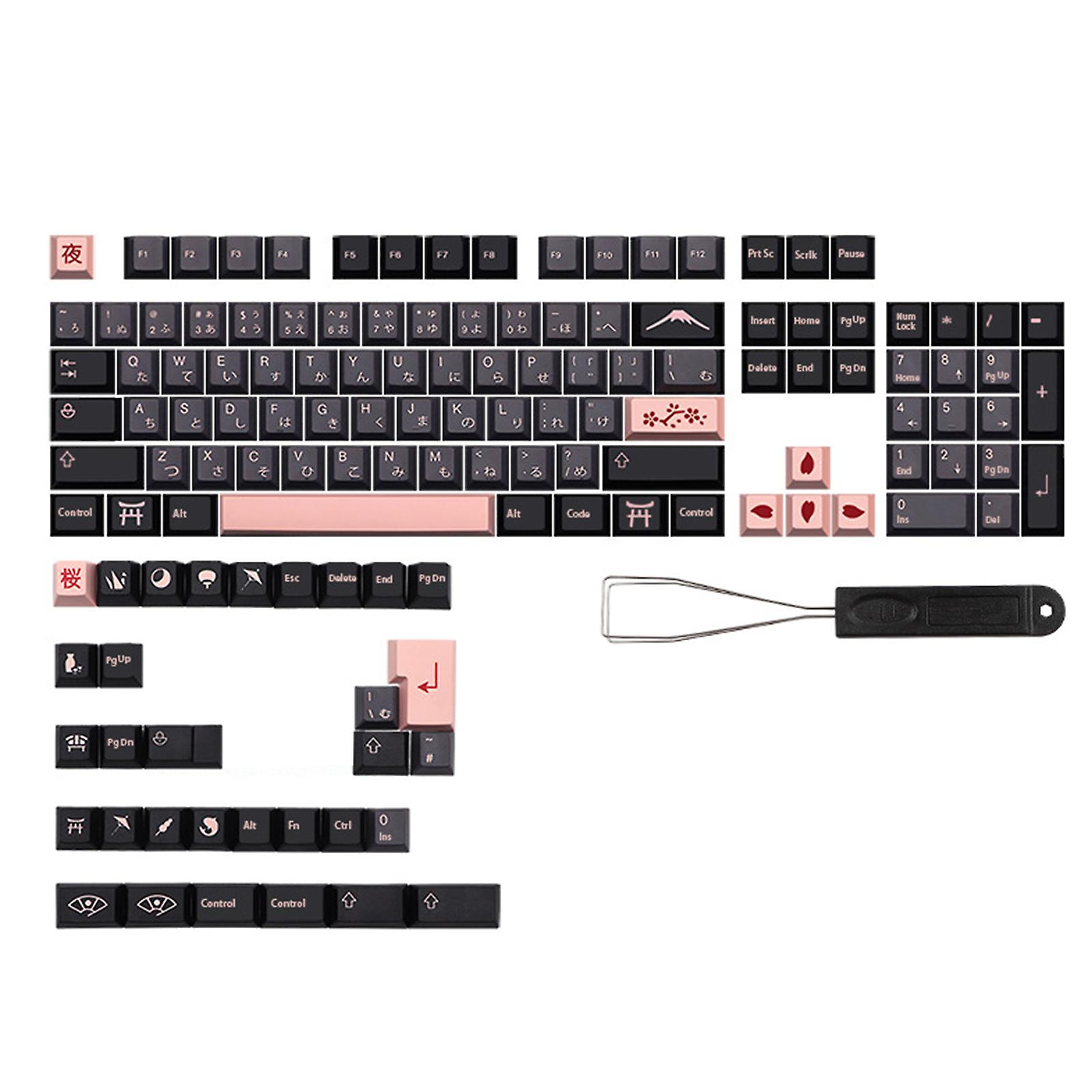 136 GMK-KEY PBT Keycaps Japanese/English Night Sakuras For Mechanical Keyboard