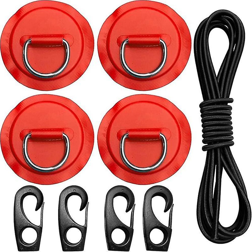 Pad Eye Cord Kit,d-ring +bungee Shock Cord+hooks-deck Lashing Ring With Plate For Boat Kayak Access