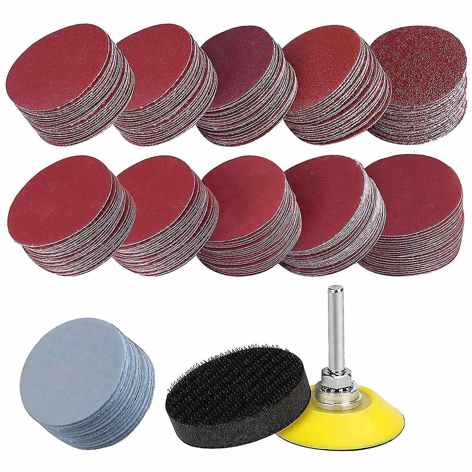 200pcs Sanding Discs Pad Kit, 50mm Hook and Loop Sandpaper with Foam Buffing Pad, Grits Sanding Disc