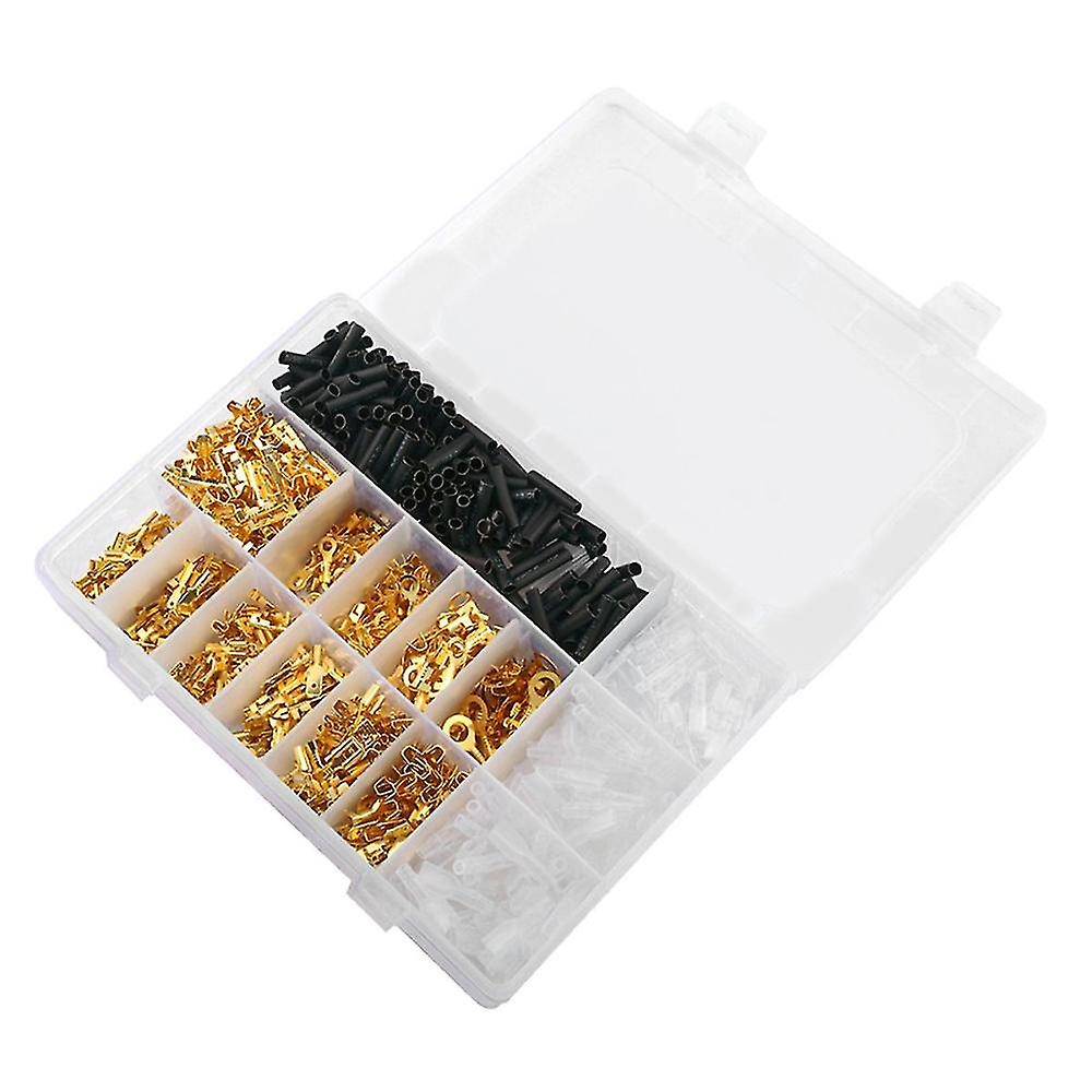 1050pcs Gold Crimp Terminals Cold Pressed Spring Inserts Terminals