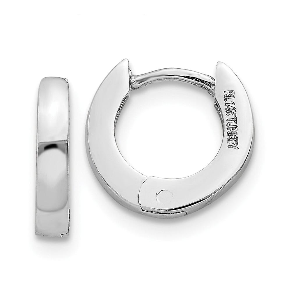 14Kホワイトゴールドポリッシュヒンジ付きフープイヤリング6x2mmワイドフープイヤリング女性用 - 1.6グラム