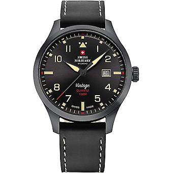 Wristwatch round with leather strap Men's Watch Analog Quartz with Cowhide Bracelet SM34078.08