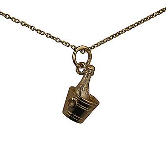 9ct Gold 15x9mm Champagne in a Ice Bucket Pendant with a...