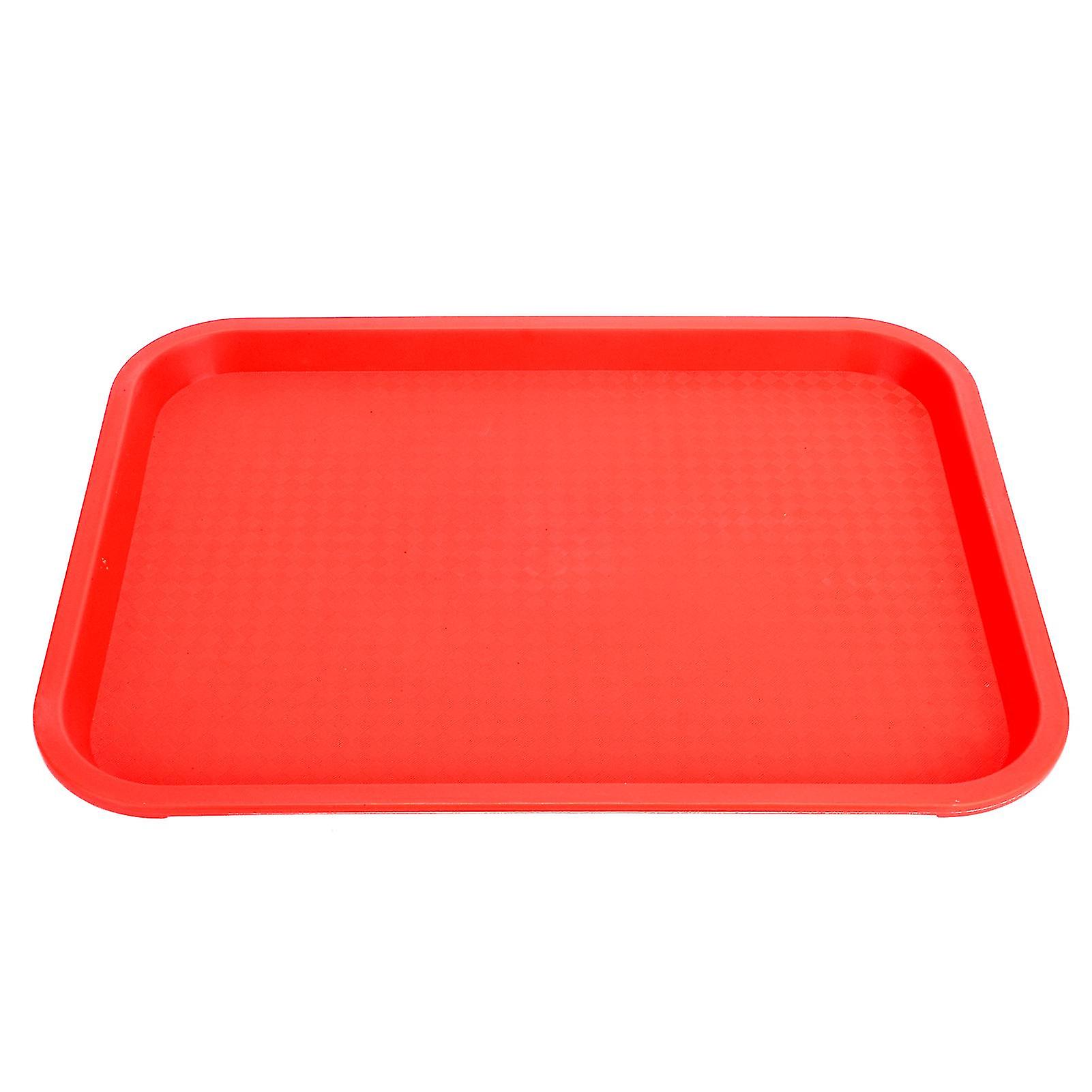 Fast Food Tray PP Rectangular Thick Slip Resistant Multi-Purpose Food Service Tray for Restaurant Canteen Red