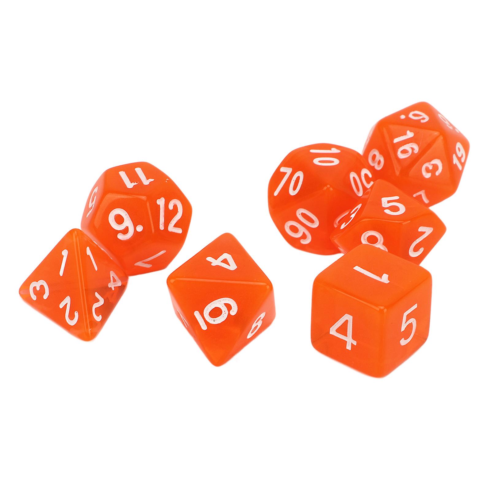 7PCS Polyhedral Dice Acrylic Mini Polyhedral Dice Set for Board Game Transparent Orange 