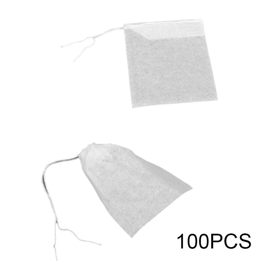 100/200/300 Pcs Empty Tea Bags Disposable Loose Herbs Teabag with Drawstring Portable 5.5x7cm