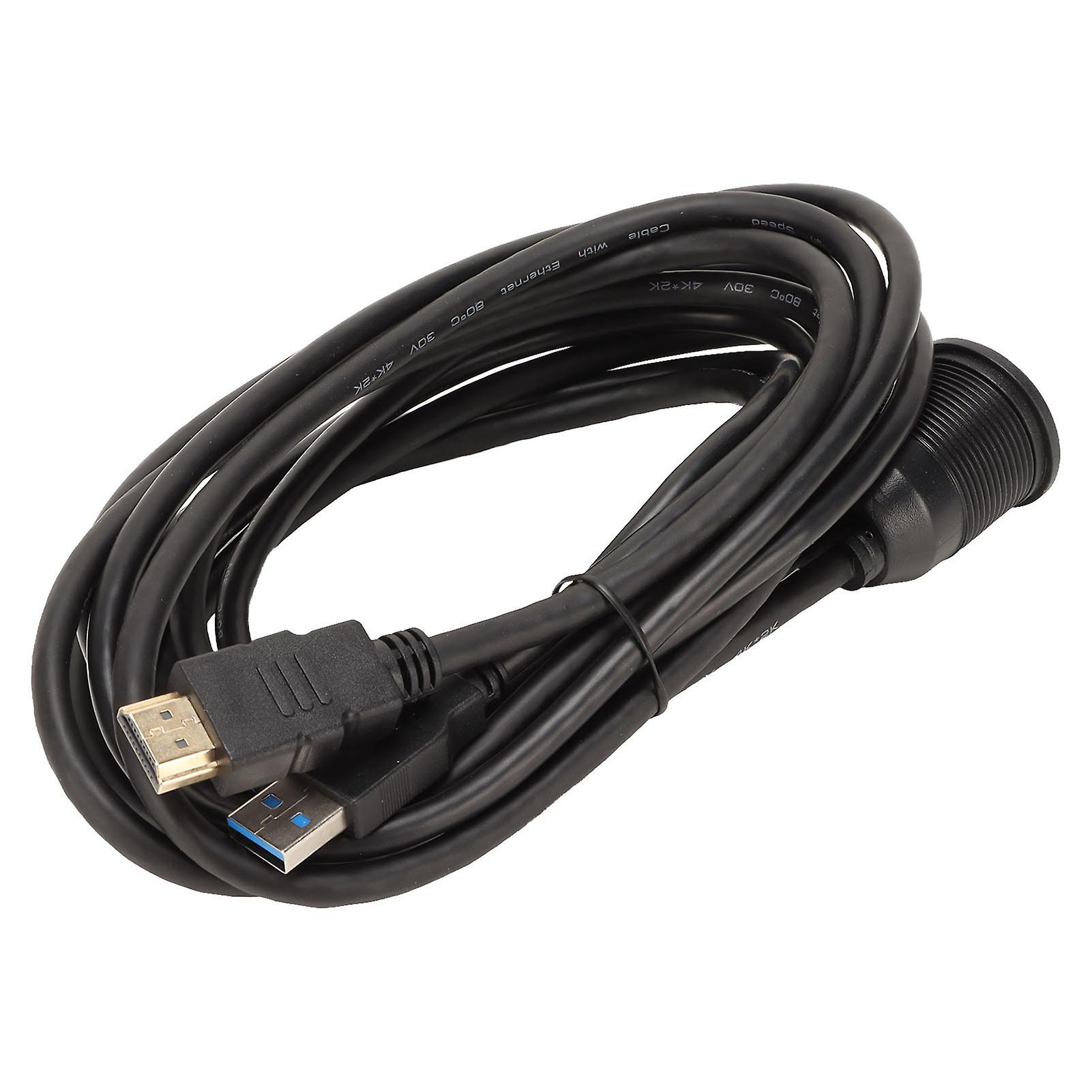 Flush Mount Extension Cable Dual Ports USB3.0 High Definition Multimedia Interface Cable