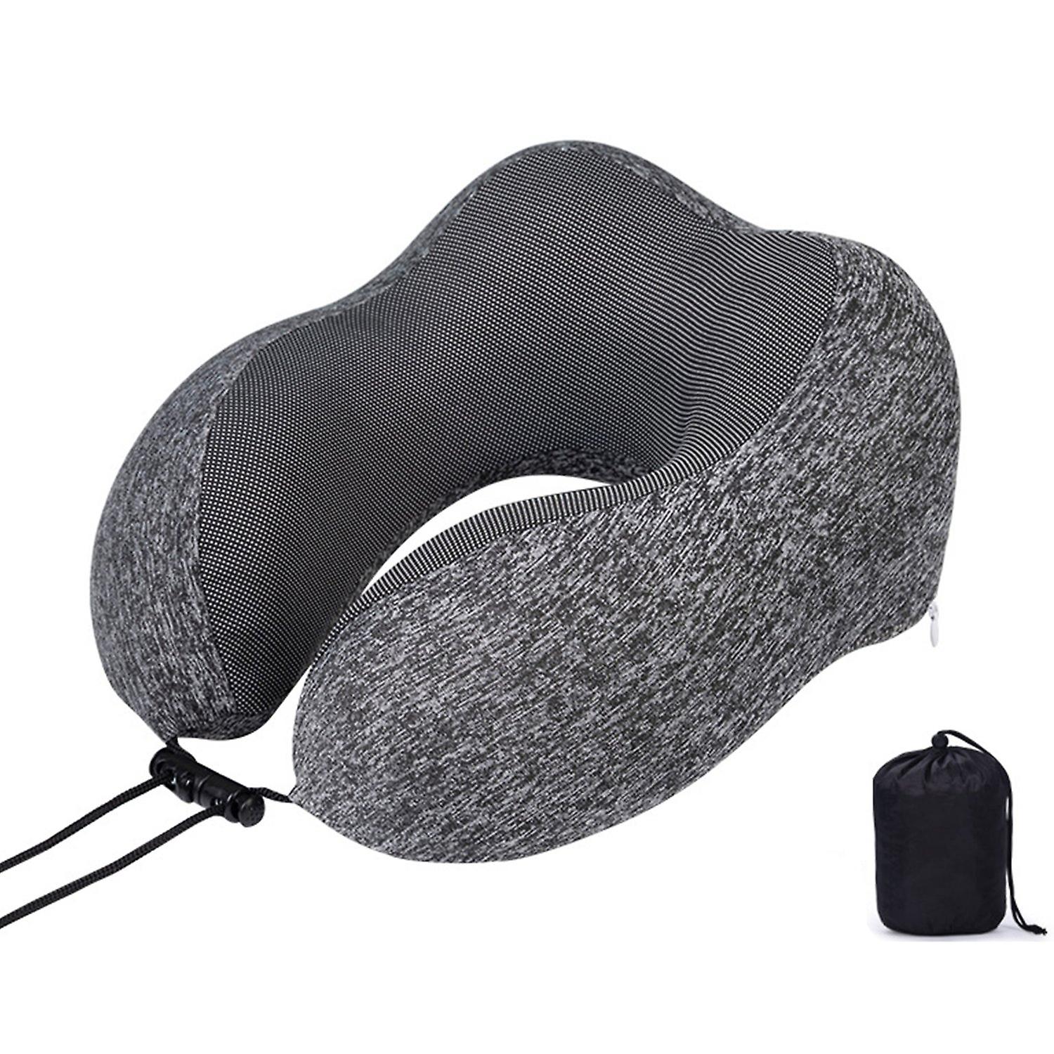 U-shaped Memory Foam Neck Pillow with Side Pocket Breathable Comfortable Sleeping Relaxation Travel