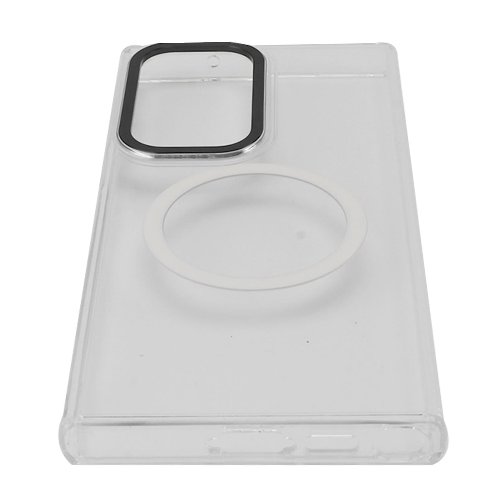 S23 Ultra Transparent Case: Magnet Suction, Metal Camera Ring, Durable Protection