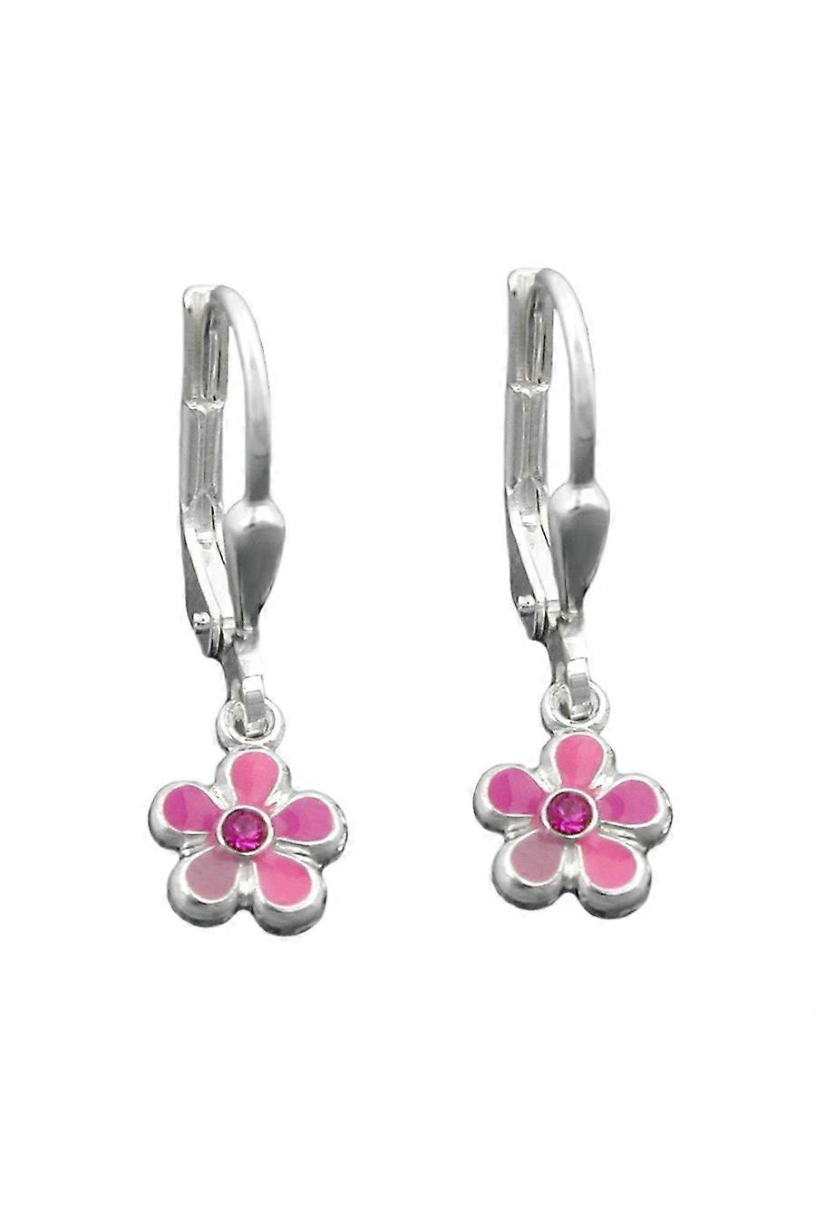 Leverback Earrings Pink Flower Silver 925 - Gl91968