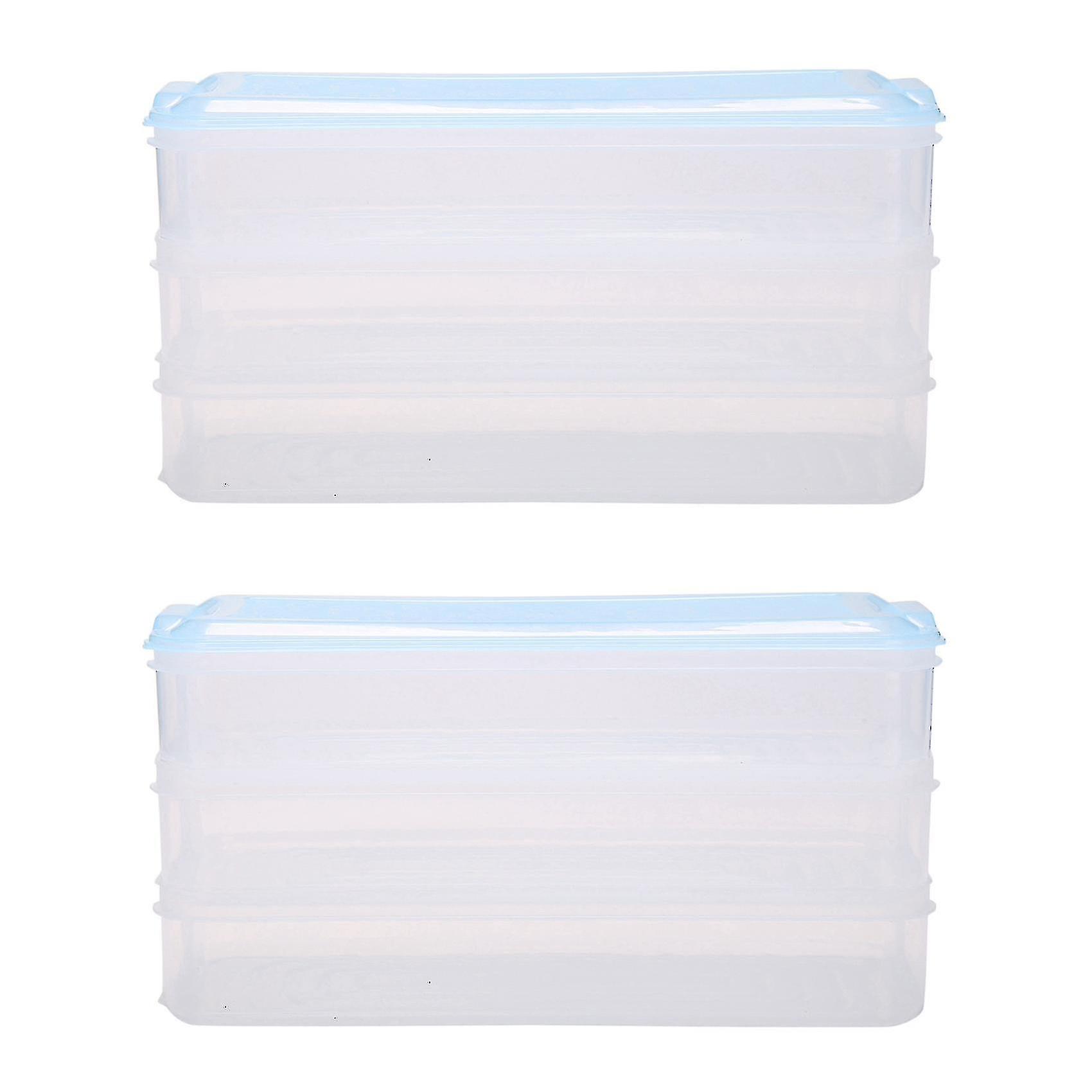 2x Plastic Storage Bins Refrigerator Storage Box Containers With Lid
