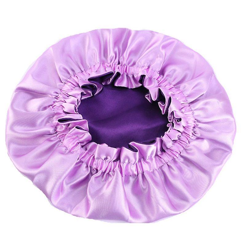 Adult Adjustable Satin Double Layer Springy Cap Purple