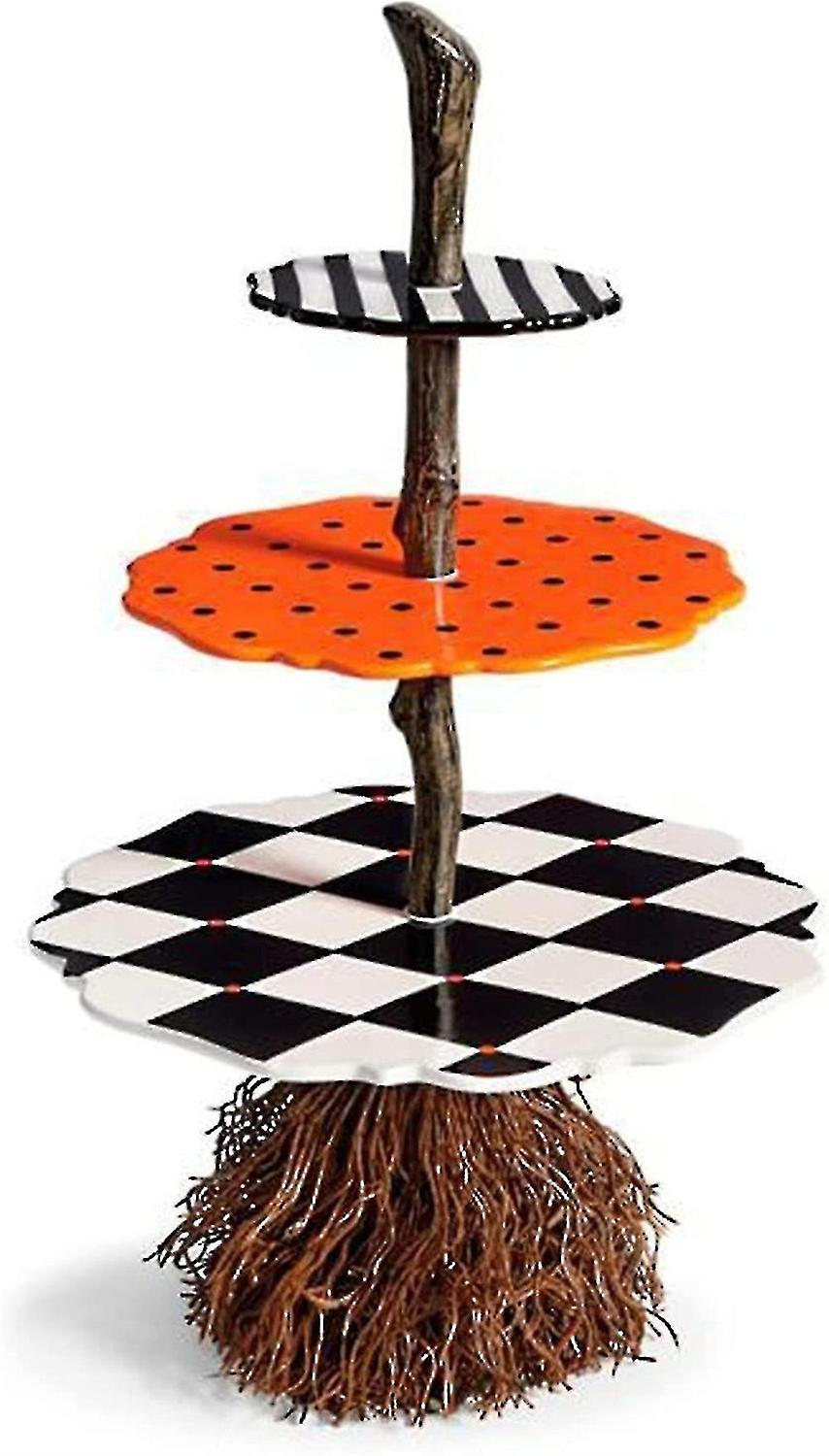 Halloween Cake Display Dessert Stand Snack Stand Resin Broom Ornament Halloween Decoration