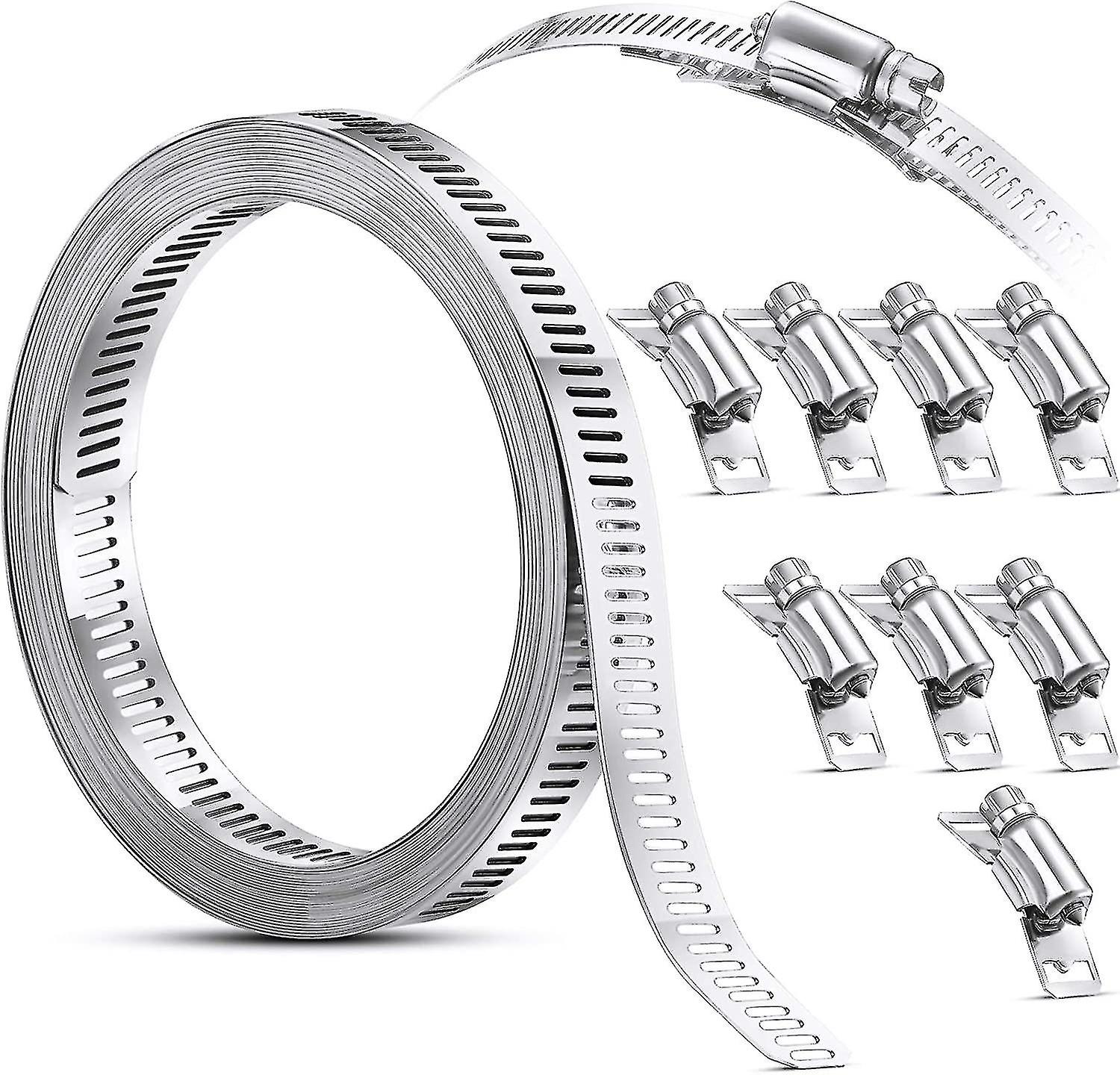 خرطوم المشبك الصلب دودة المشبك، حزام خرطوم المشبك مع التعادل أسفل، 304 الفولاذ المقاوم للصدأ المشابك المسمار خرطوم قابل للتعديل المشبك (9 قطع, 11.5 قدم) أفضل هدية