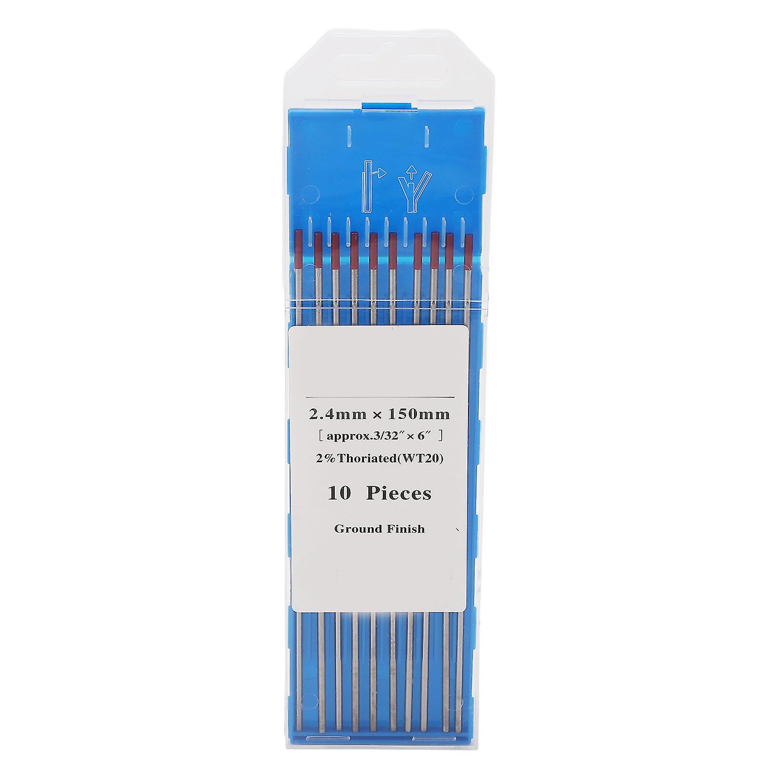 10PCS Tungsten Electrodes Red Tip TIG Welding Electrode Replacement Argon Arc Welding Needle Set 2.4x150MM