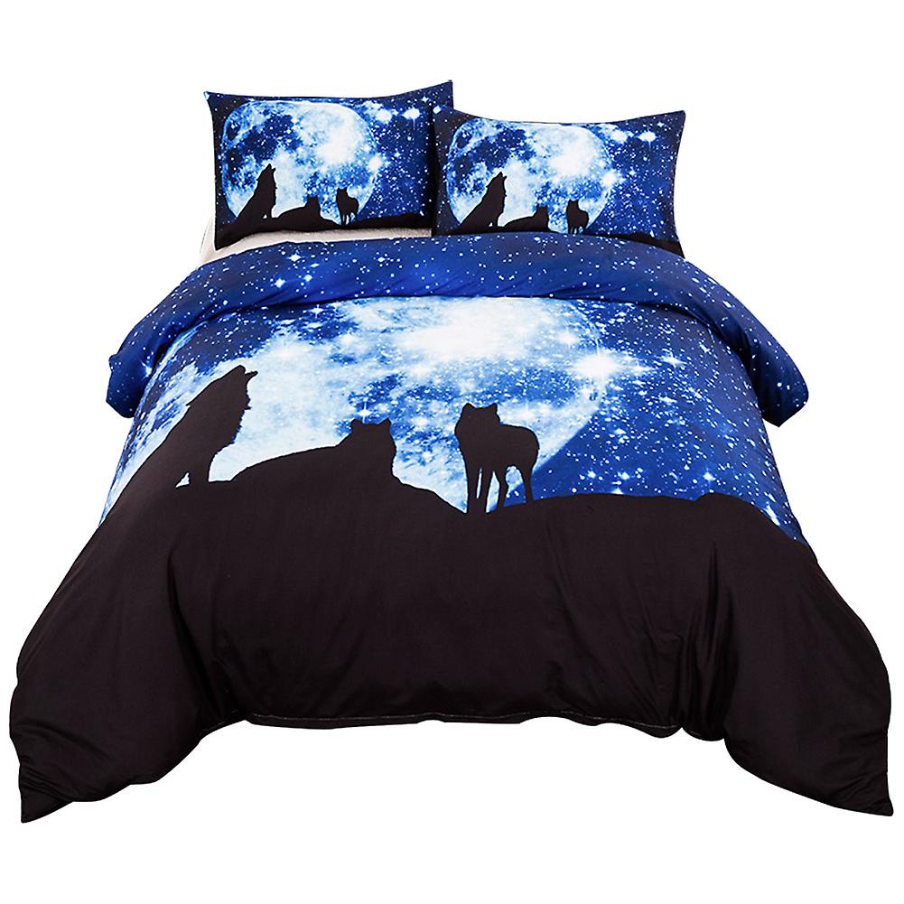 3pcs\/set 3D Print Special Wolf Pattern Duvet Cover Pillow Cases Bedding Set (US Queen)