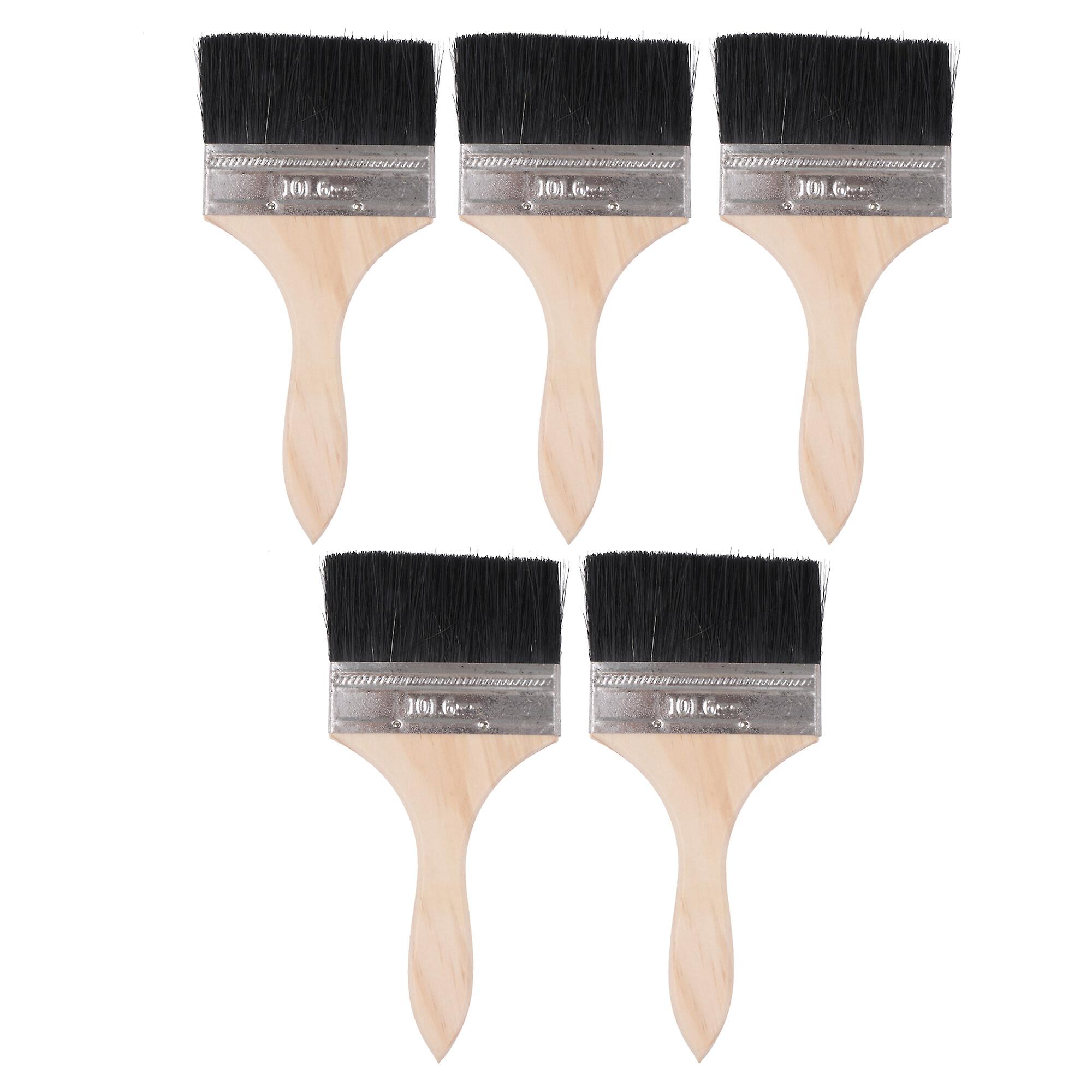 5 Pcs Professional Paint Brush for DIY Graffiti 4Inch w/ Thin Wood Handle