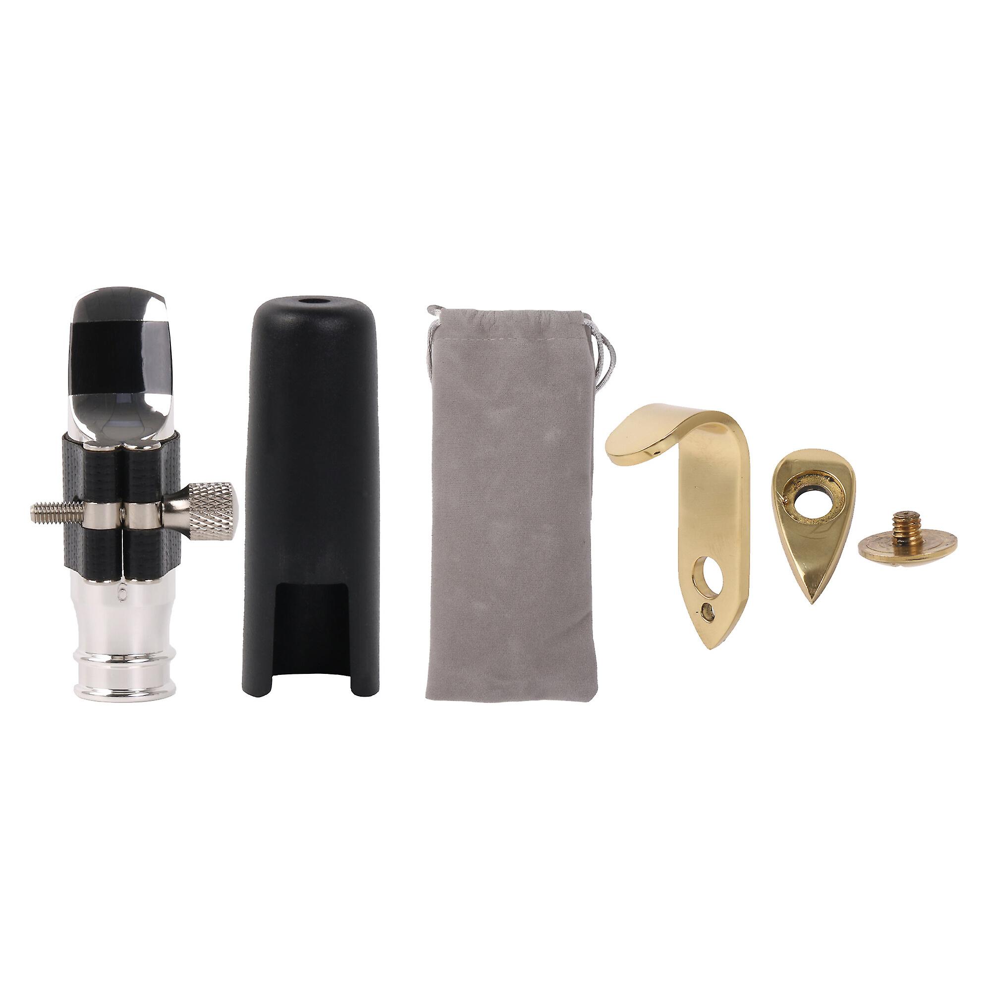 Metal Mouthpiece 6# Clamp Cap Replacement Kit w/ Thumb Hook Rest Silver