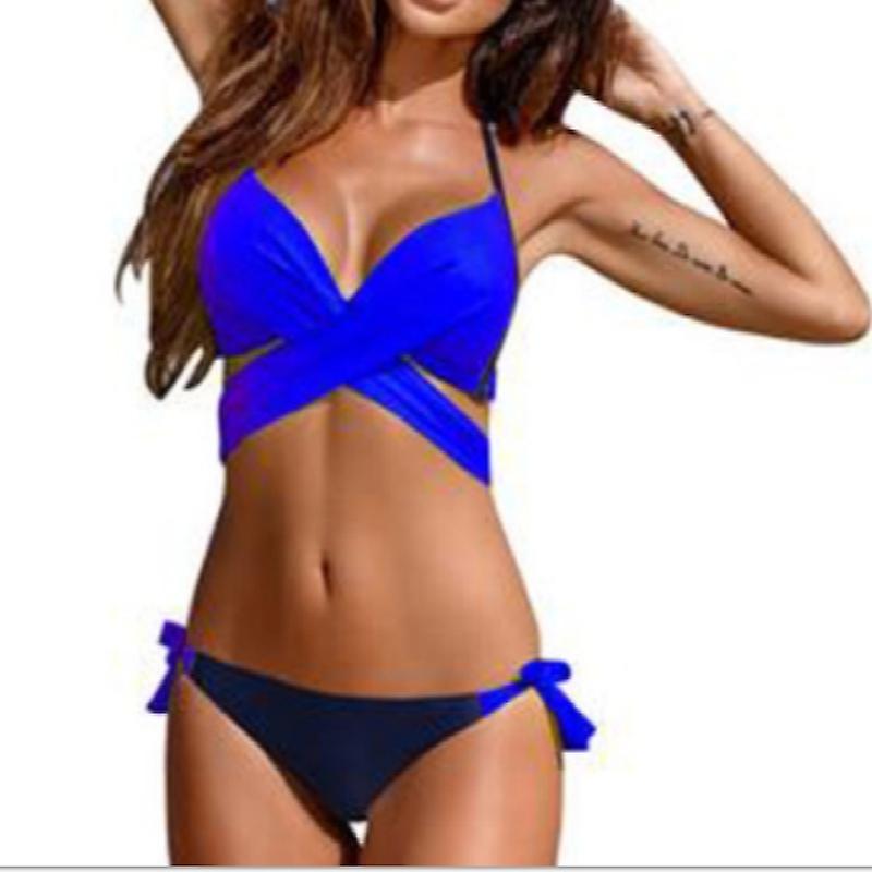 Ladies Cross Patchwork Swimwear Backless Split Bikini L