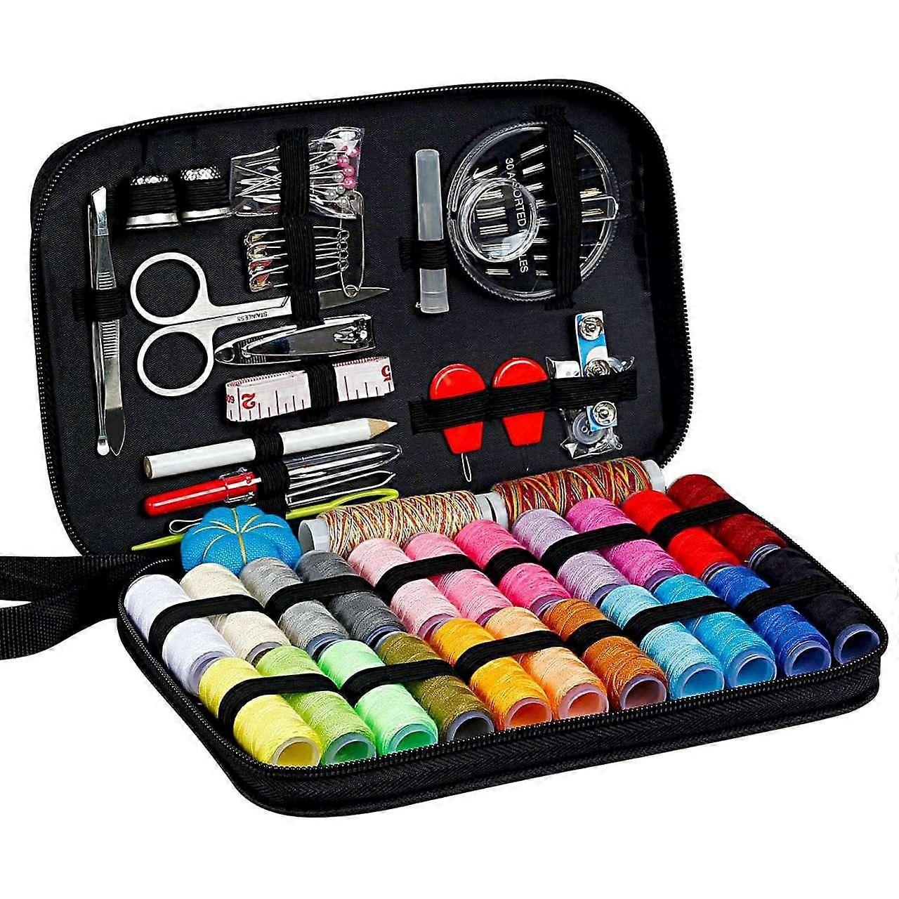 Sewing kit with 24 different thread colors - Many accessories - 98 parts multi-color