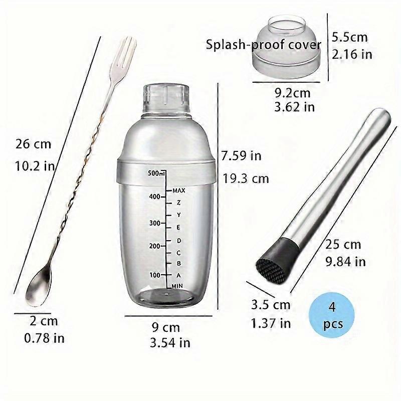 "Creative Cocktails" 4ピースカクテルシェイカーセット、マドラー付き - Easy DIY Milk Tea & Drink Mixing Kit, perfect for Home Bars & Parties(「クリエイティブカクテル」4ピースカクテルシェイカーセット、マドラー付き) - Easy DIY Milk Tea & Drink Mixing Kit, Perfect For Home Bars & Parties