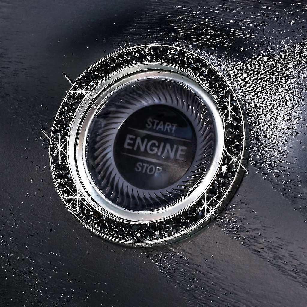 Car Interior One-key Engine Start Stop Ignition Push Button Ring Decor Diamante Yj51-3