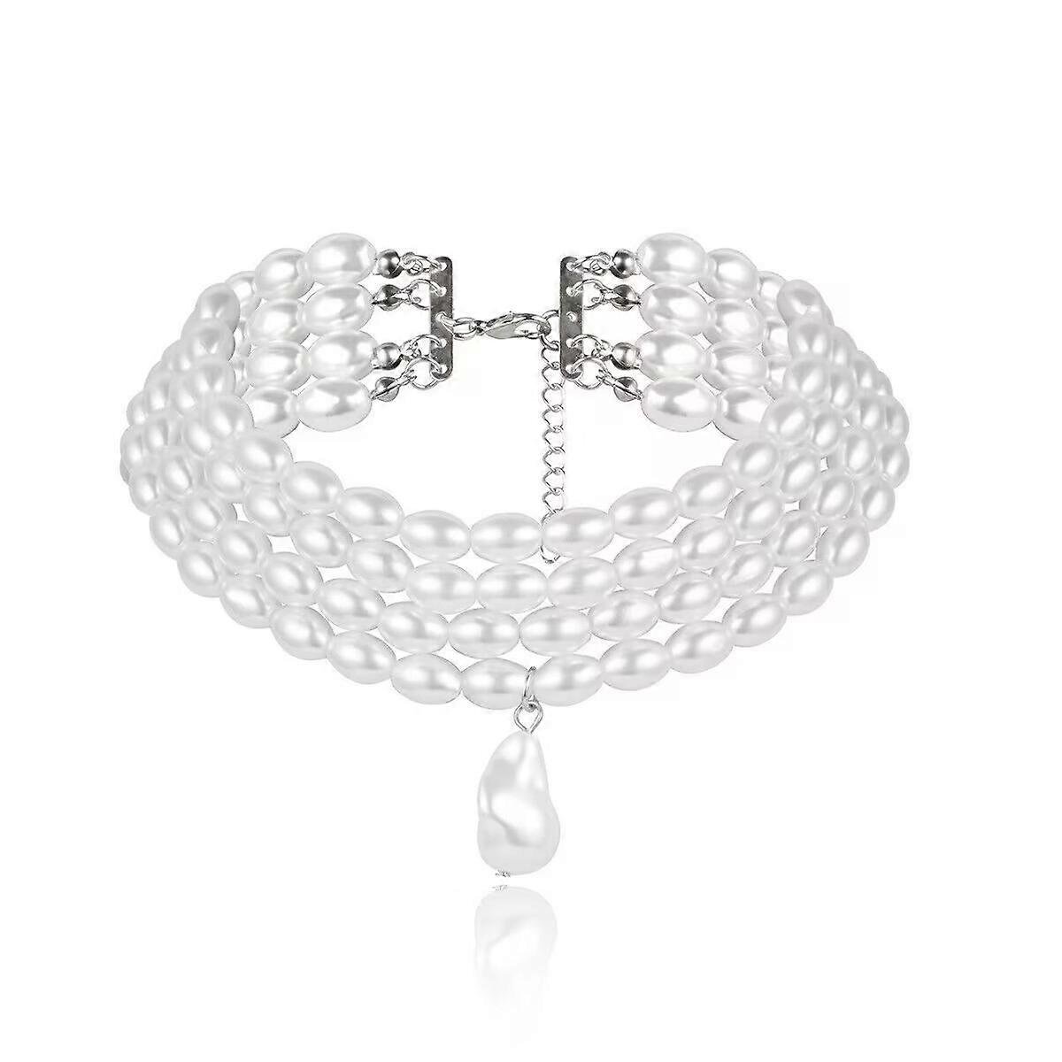 Nepravidelná perlová náhrdelník Dámská osobnost Choker Party Vícevrstvá imitace perlový náhrdelník