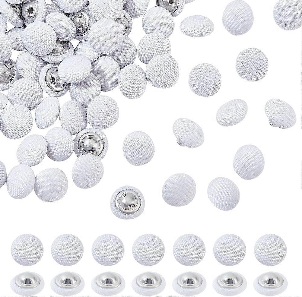 100 Pcs Fabric Covered Button 10mm White Fabric Metal Shank Buttons 1-Hole Fabric Cloth Covered Round Buttons Crafting Sewing Shank Buttons for Clothe