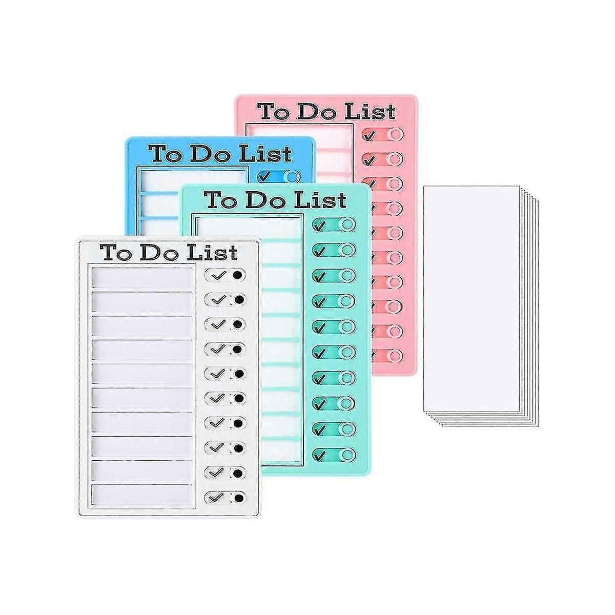 4pcs To Do List Board Trocken abwischbares Memo-Listenbrett Aufgabendiagramm RV-Listenbrett mit 10 trocken abwischbarem Papier