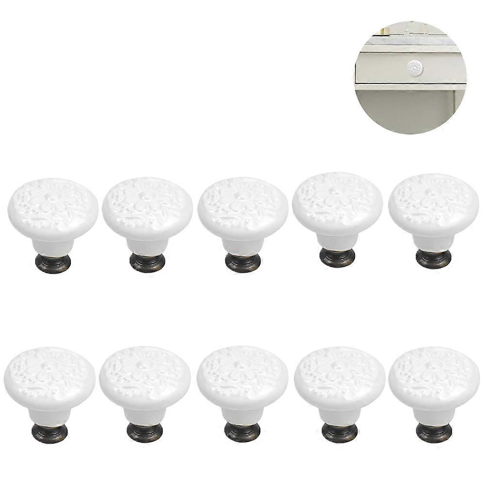 10 Pieces Ceramic Knobs - Vintage Cabinet Door Knobs - Drawer Knobs