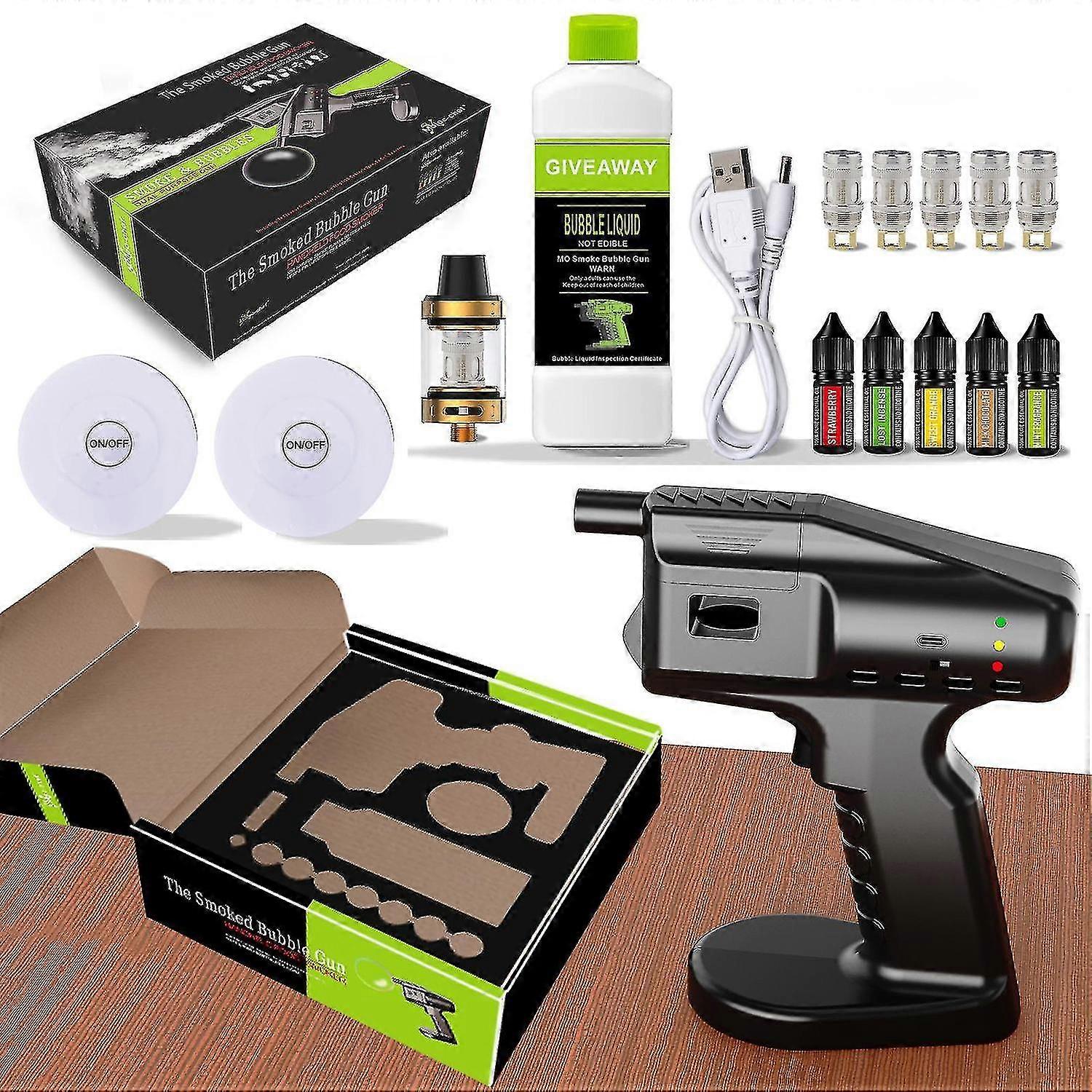 كوكتيل بندقية الدخان ، طقم مدخن الكوكتيل ، مسدس دخان فقاعة الكوكتيل مع زيت عطري 5 نكهات و Edib