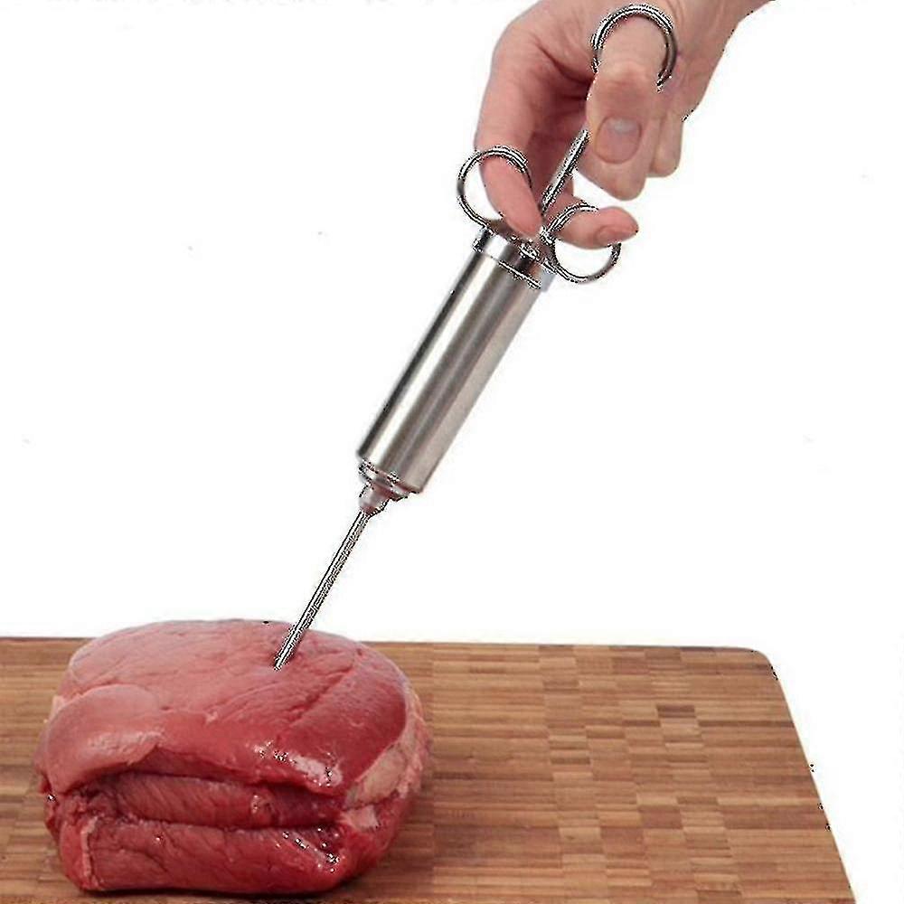 Jeringa inyectora de carne, kit inyector de sabor a adobo de acero inoxidable