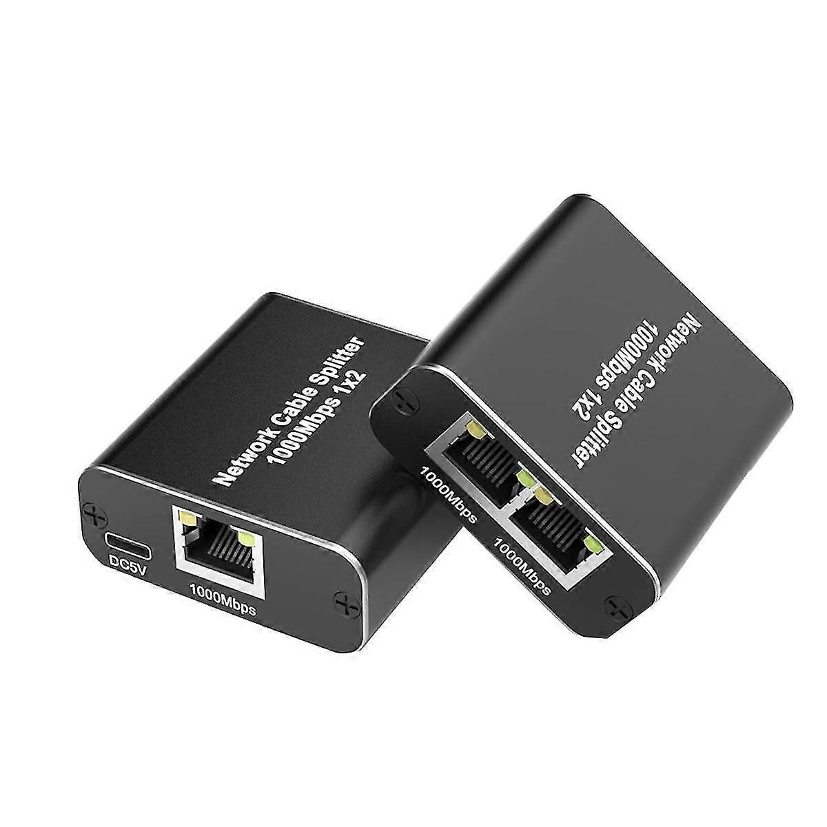 LAN Splitter 1 to 2, 1000 Mbps Ethernet Splitter 2 Port Gigabit Network Splitter for Computer, Hub