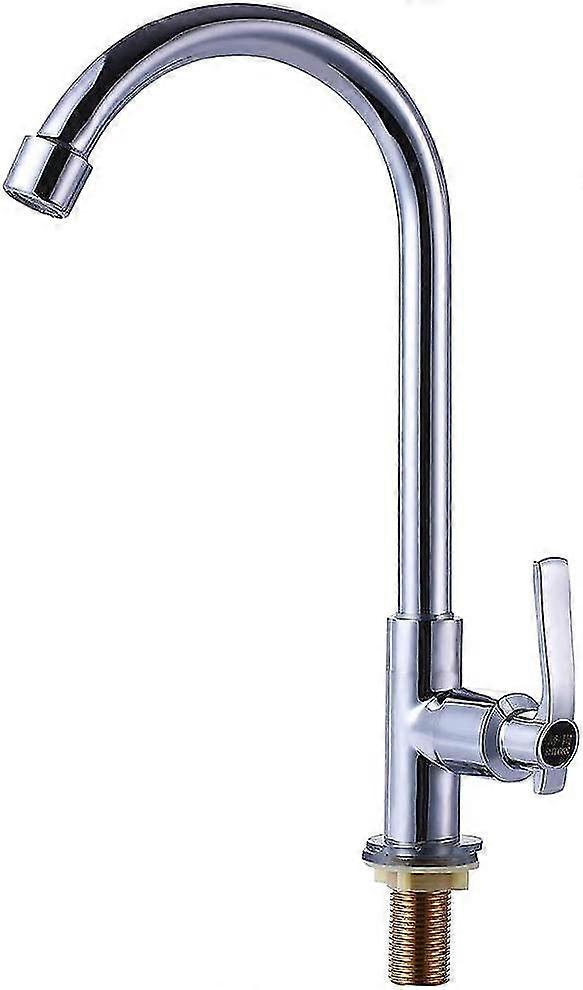 Cold Water Sink Faucet Single Handle One Hole High Arc Countertop Installation Stainless Steel Bar Faucet